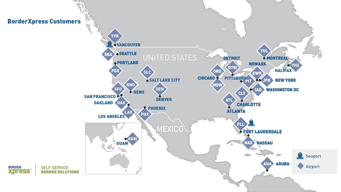 BorderXpress Locations Map