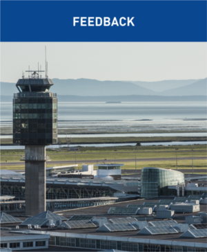 Feedback header with a photo of YVR's control tower