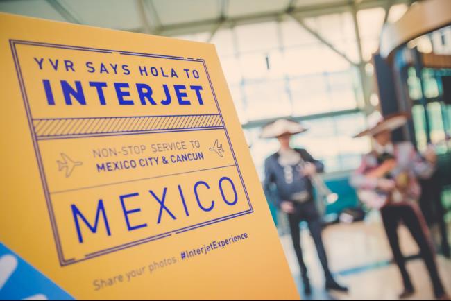 Interjet Airlines poster at Press Conference
