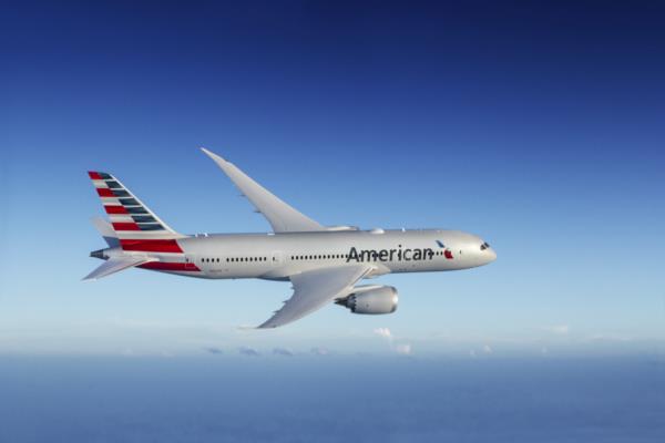American Airlines plane flying in the air