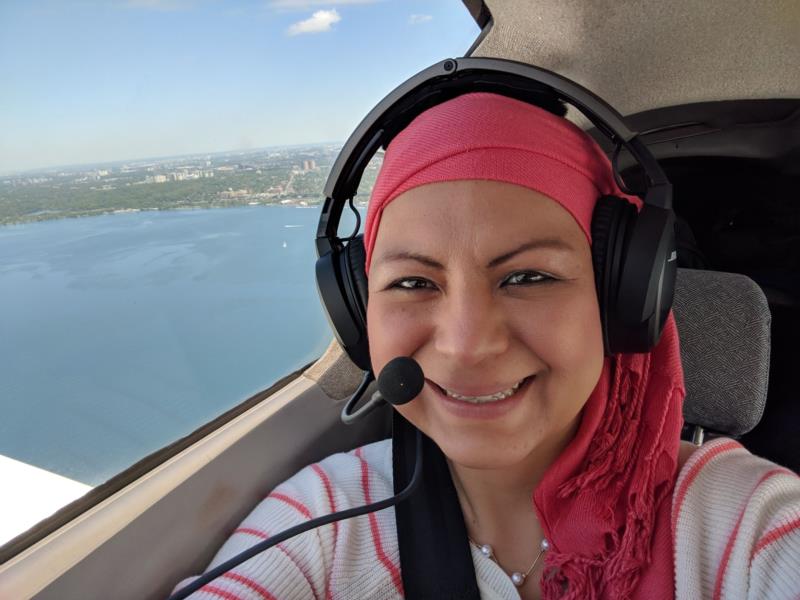 Person flying with Hope Air
