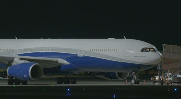 Repatriation Plane pulling up to the gate