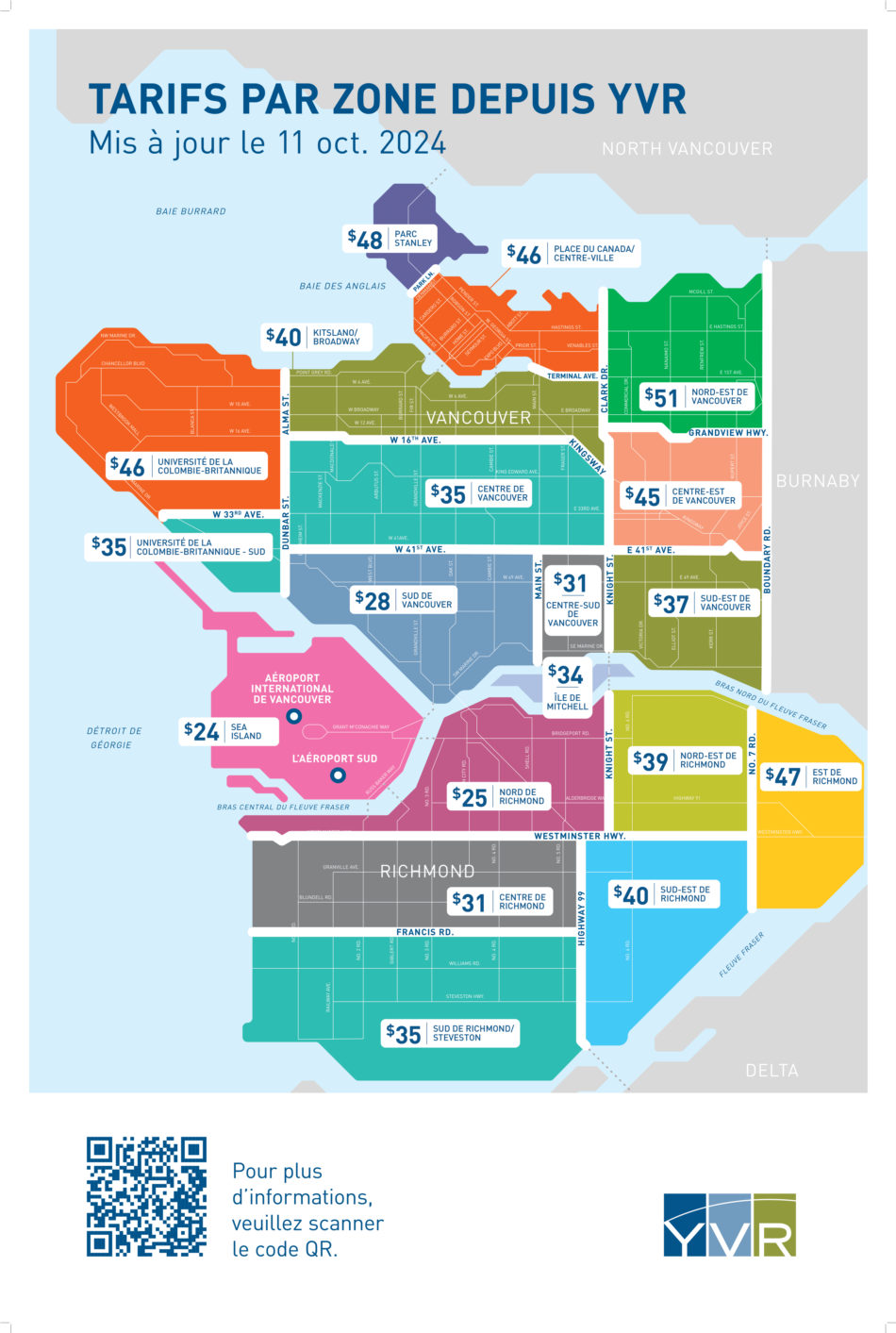 2024 Taxi Fare Map for Metro Vancouver
