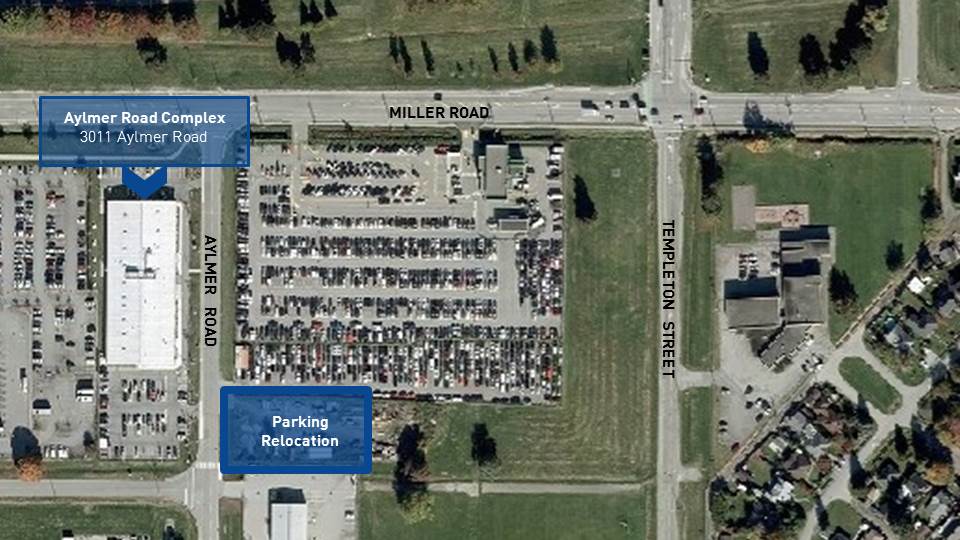 Area of YVR Aylmer Road Complex Employee Parking Relocation