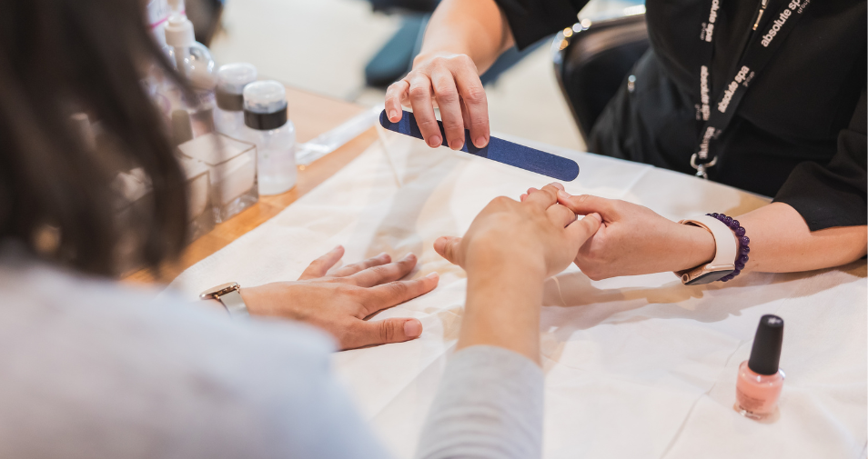 Woman getting a manicure